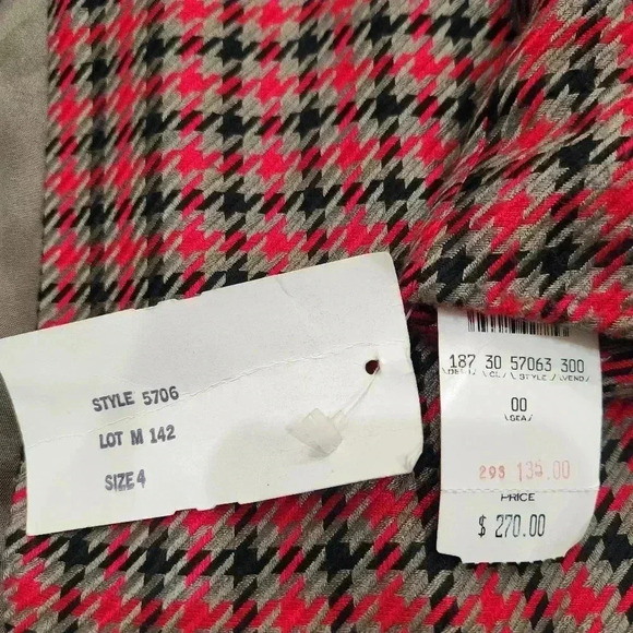 Vintage Paul Stanley Red Black Plaid Blazer • Power Suit Jacket • Women's 4 - Picture 12 of 13